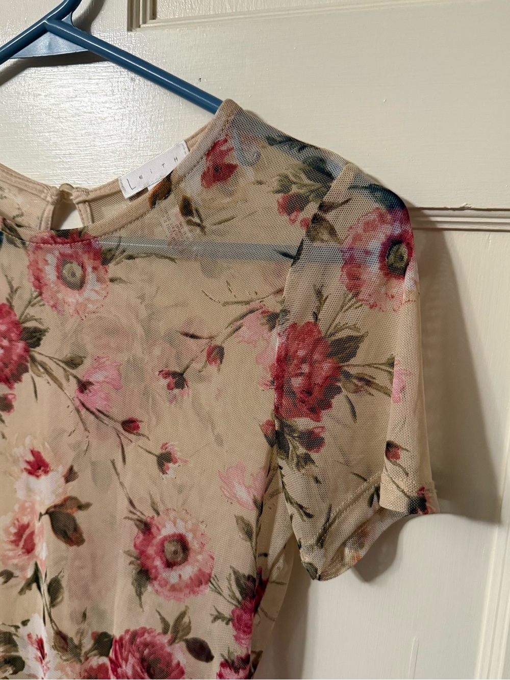 Leith Floral Short-Sleeve Sheer Bodysuit